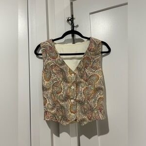 vintage vest button paisley tapestry 90’s Y2K halter top